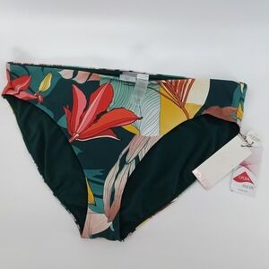 CALIA Bikini Bottom Womens XXL Green WSA15401PRTSP25 Botanical Mid Rise High Leg